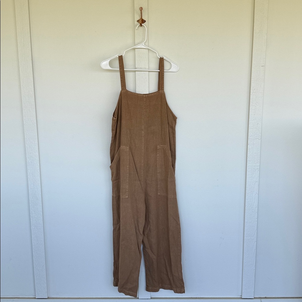 Universal thread linen brown overalls jumpsuit